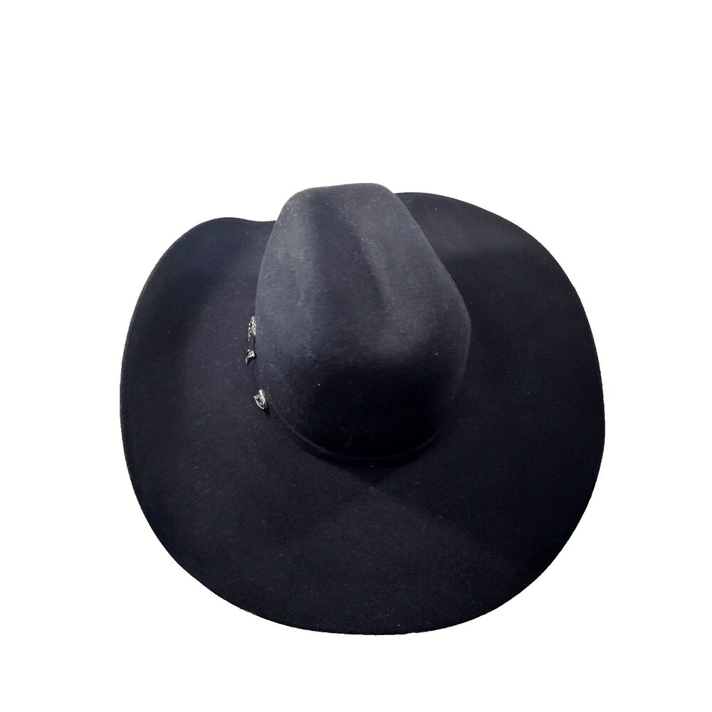Vintage Rock'em Men's Black Wide Brim Cowboy Western Size 7 /56 with Buckle Band